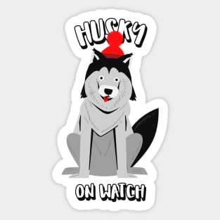 Husky On Watch Sticker